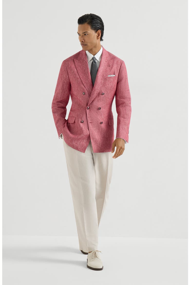Linen denim jacket, Alternate, color, Strawberry