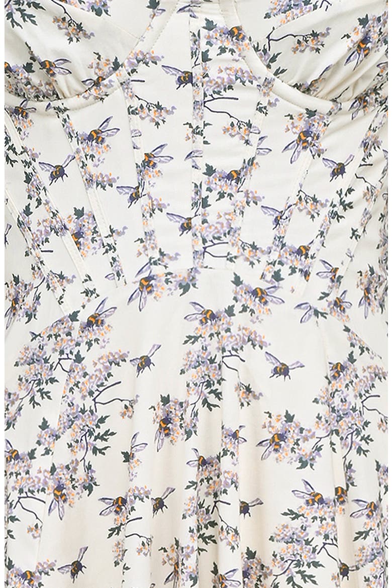 Steffani Floral Corset Midi Sundress, Alternate, color, BEE FLORAL CREAM