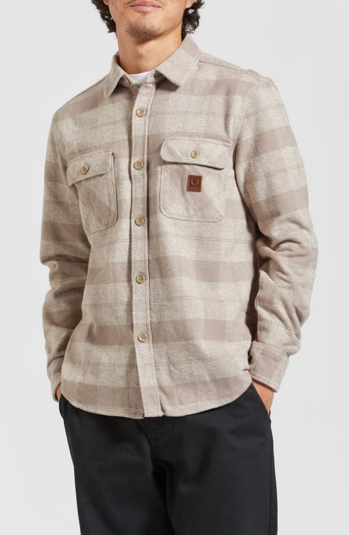 Brixton Bowery Heavyweight Flannel Button-Up Shirt in Off White/Cinder Grey 