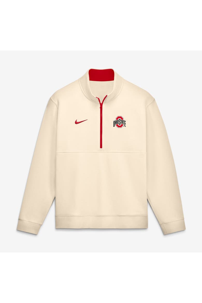 Men's Nike Cream Ohio State Buckeyes Primetime Club Fleece Half-Zip Pullover, Main, color, Cream