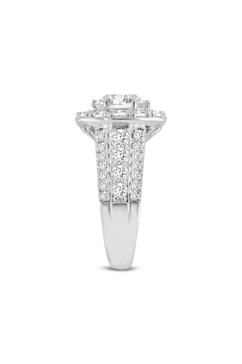 Aline 14K White Gold Round Cut Lab Grown Diamond Halo Engagement Ring - 3.85 Ct, Alternate, color, 14K White Gold