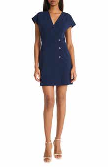 Donna Morgan Cap Sleeve Button Front Minidress