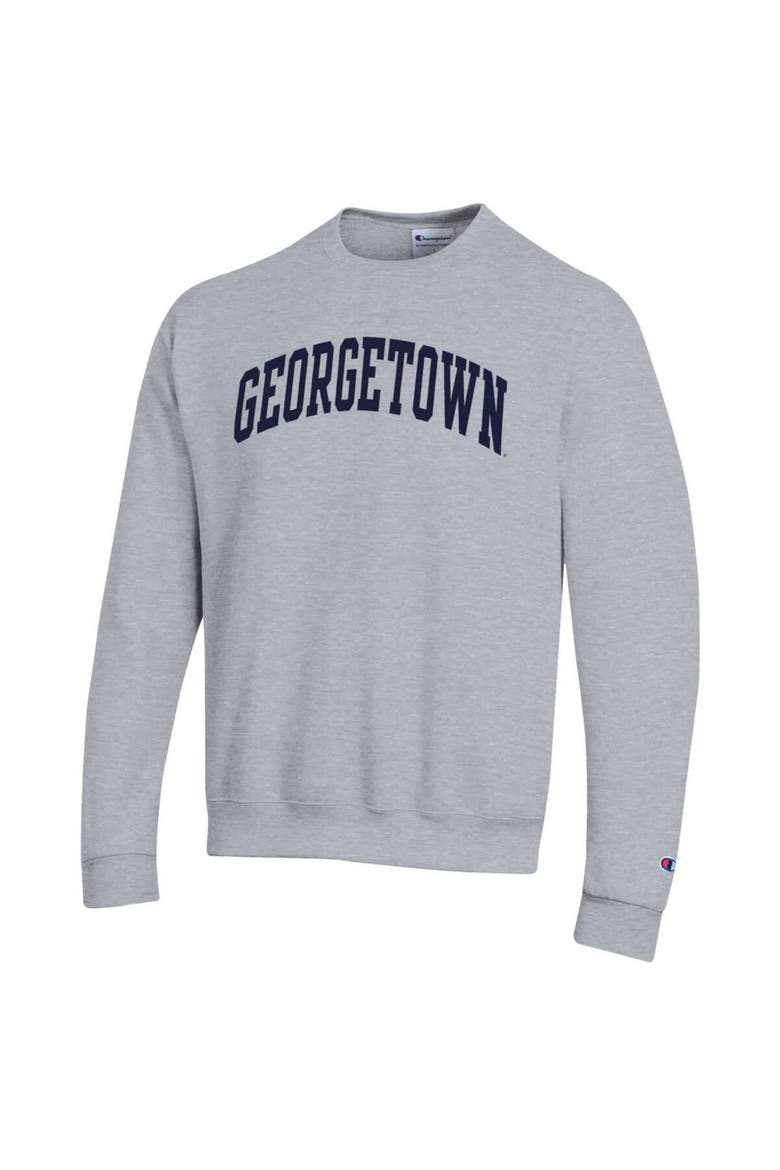 Men's Champion  Heather Gray Georgetown Hoyas Basic Arch Fleece Pullover Sweatshirt, Alternate, color, Heather Gray
