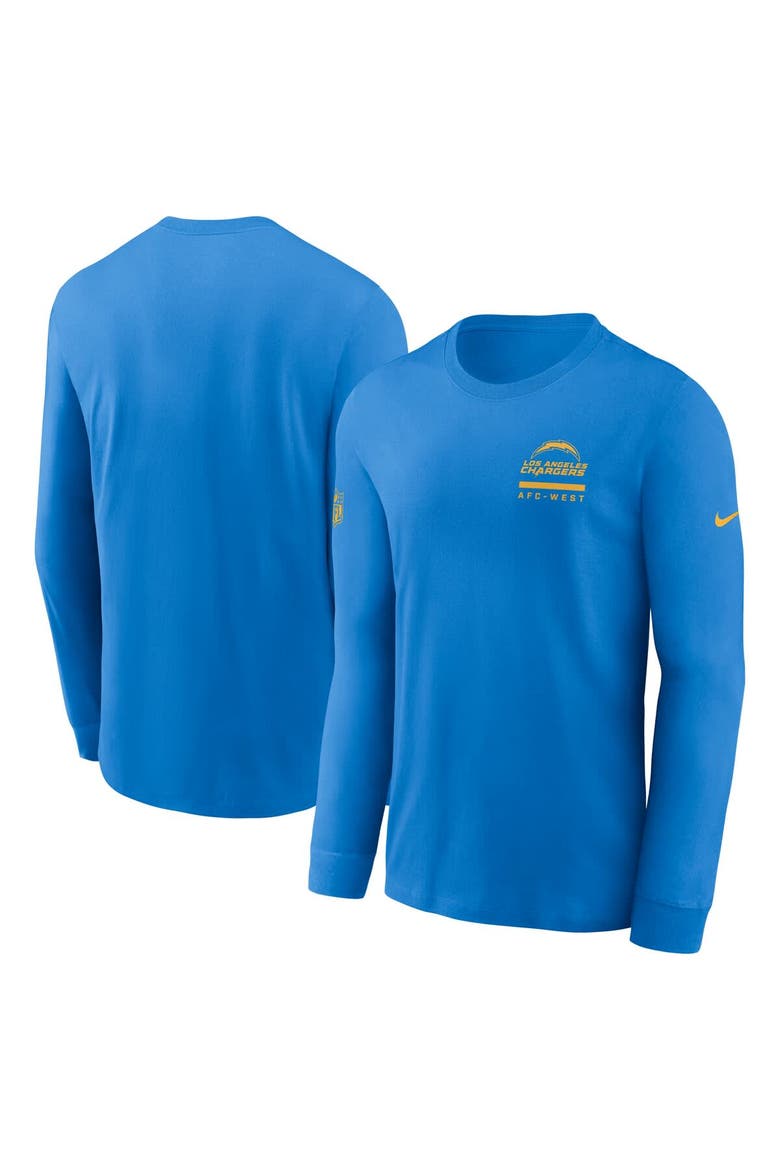 Men's Nike Powder Blue Los Angeles Chargers Sideline Performance Long Sleeve T-Shirt, Main, color, Powder Blue