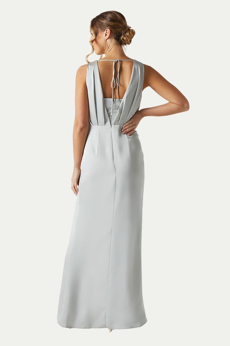 Ruched Satin Bridesmaid Dress, Alternate, color, Sage