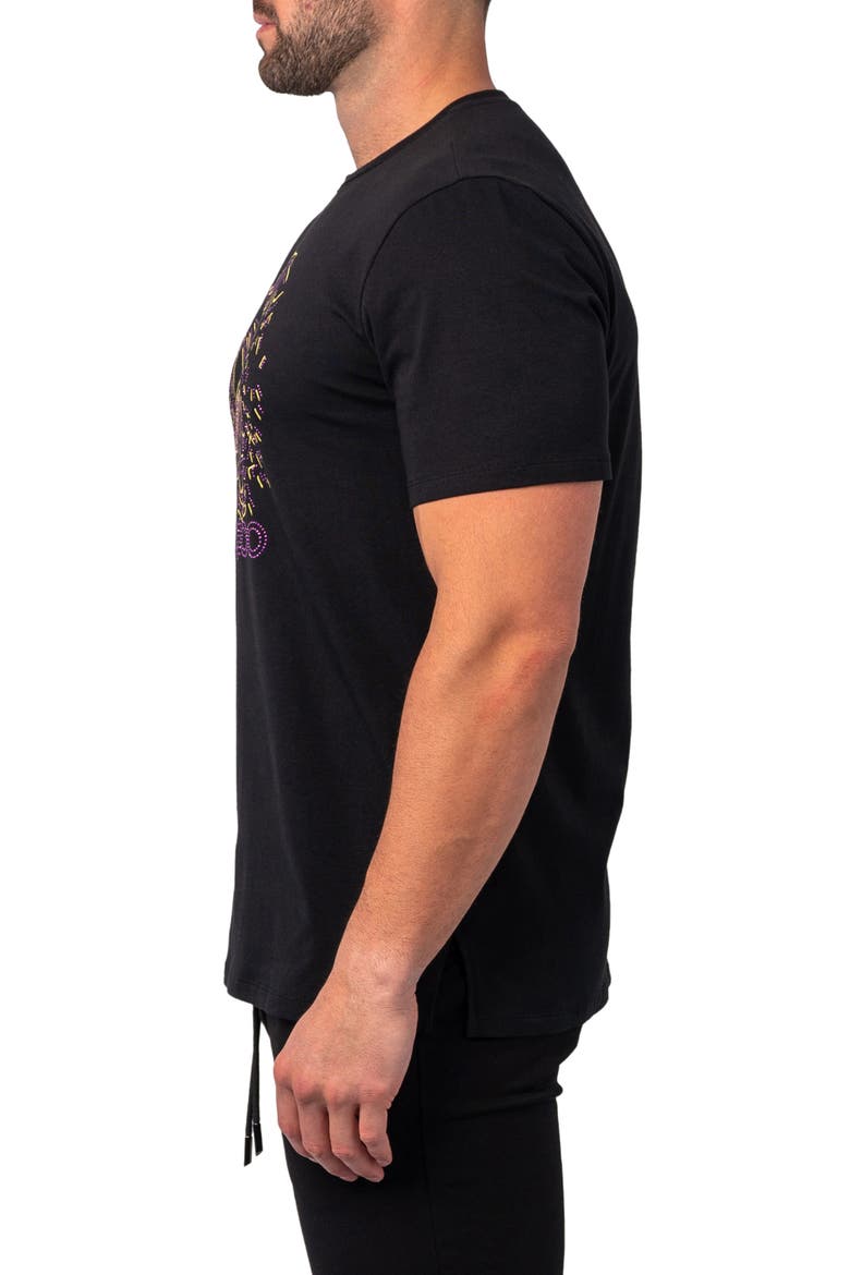 Embellished Lion Outline T-Shirt, Alternate, color, BLACK