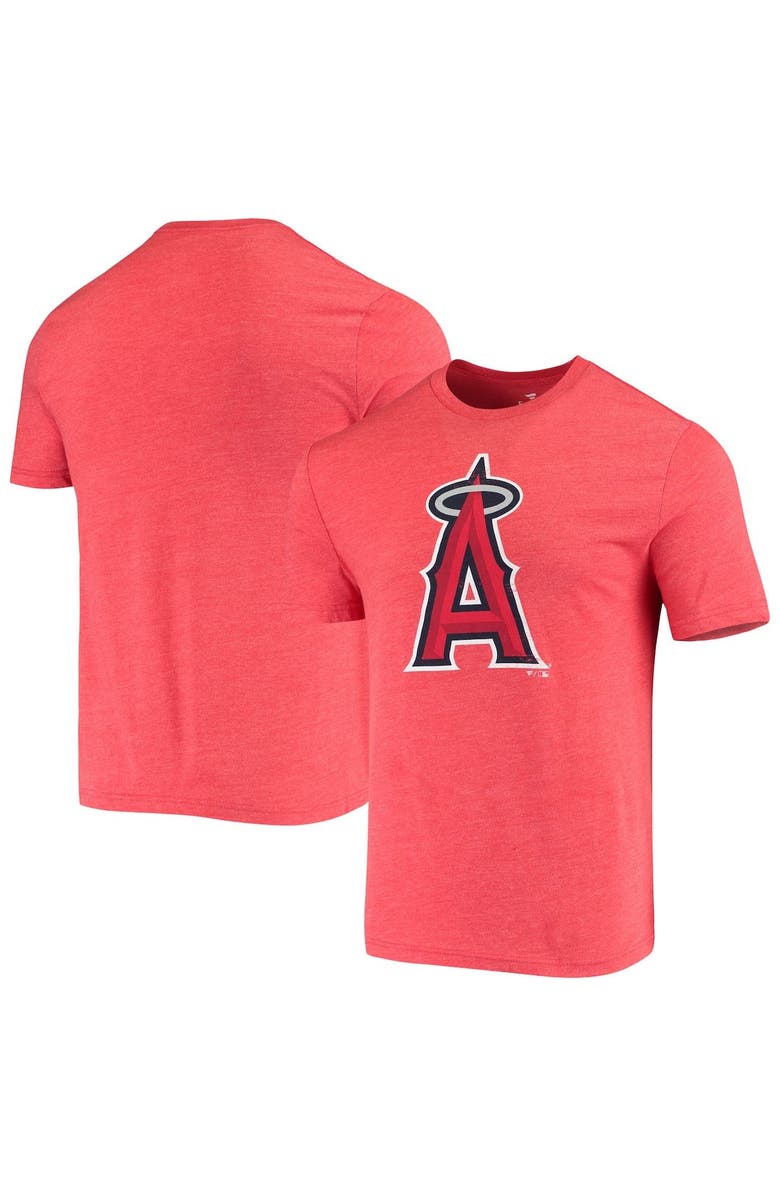 FANATICS Men's Fanatics Red Los Angeles Angels Weathered Official Logo Tri-Blend T-Shirt, Main, color, Red