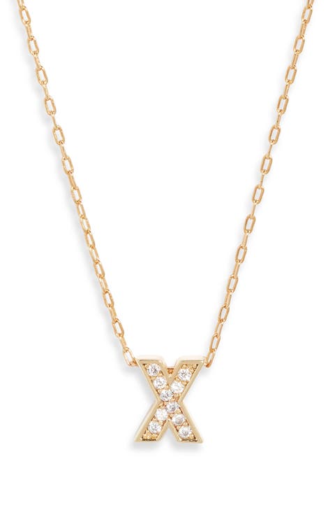 Pavé Cubic Zirconia Initial Necklace