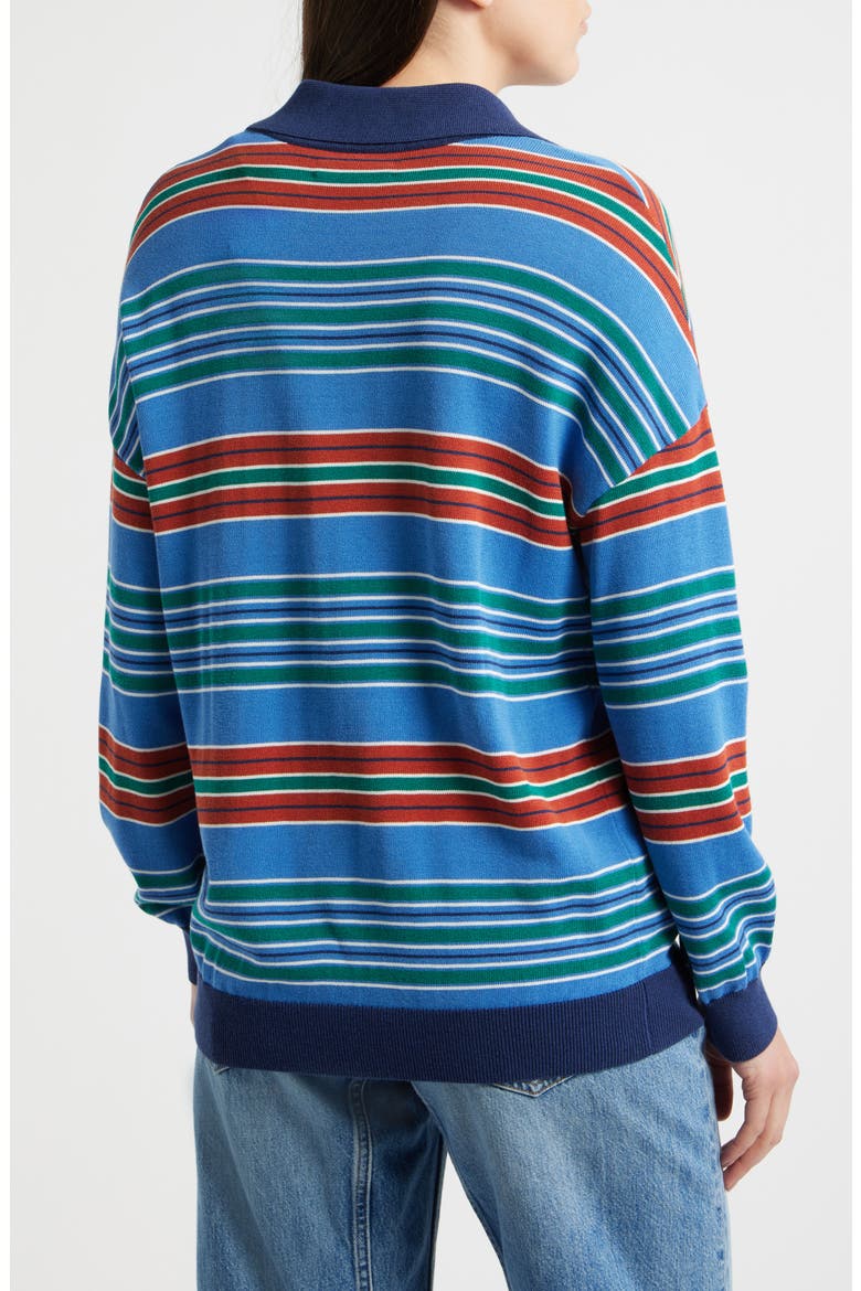 Harlow Oversized Striped Long Sleeve Polo, Alternate, color, JUAN STRIPE
