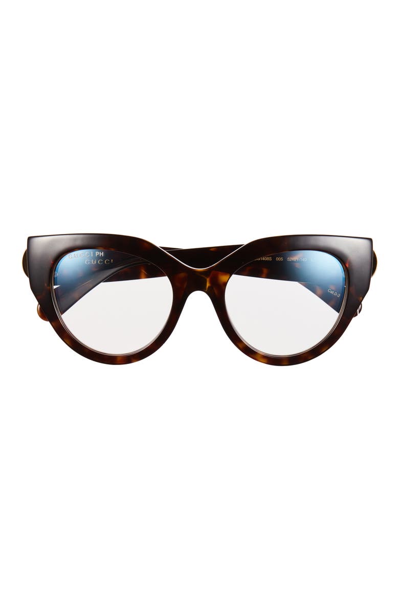 52mm Cat Eye Novelty Optical Frames, Main, color, HAVANA HAVANA TRANSPARENT