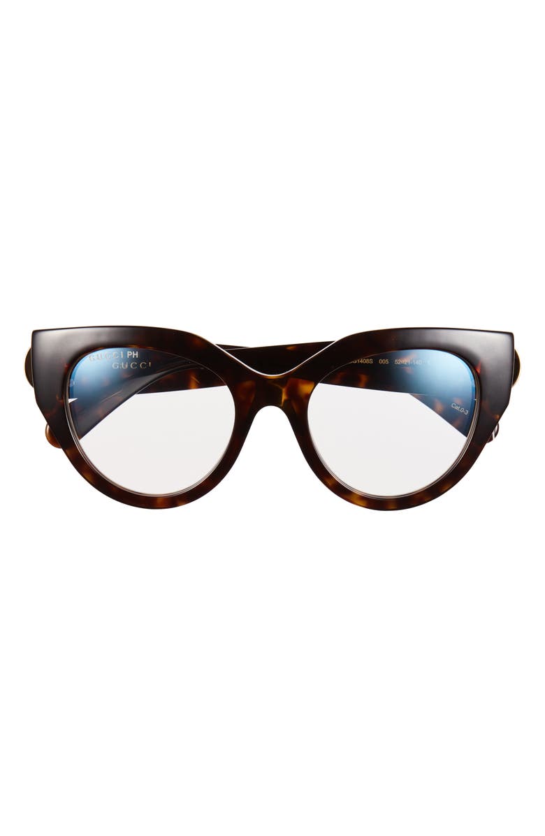 Gucci 52mm Cat Eye Novelty Optical Frames, Main, color, Havana Havana Transparent