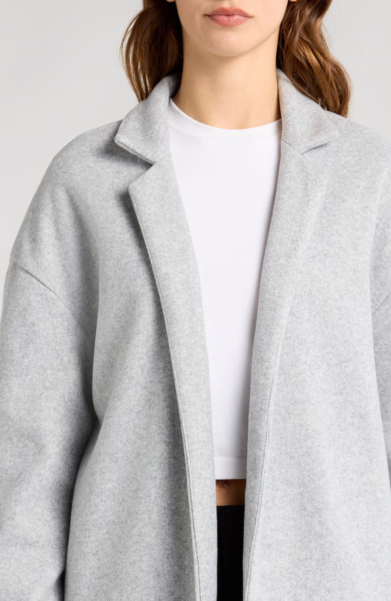 Vuori Soho Oversize Open Front Melton Overcoat, Alternate, color, Light Heather Grey