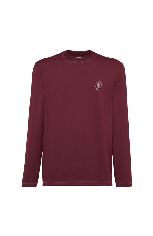 Brunello Cucinelli Comfort Nylon Long Sleeve T-shirt With Logo In Purple