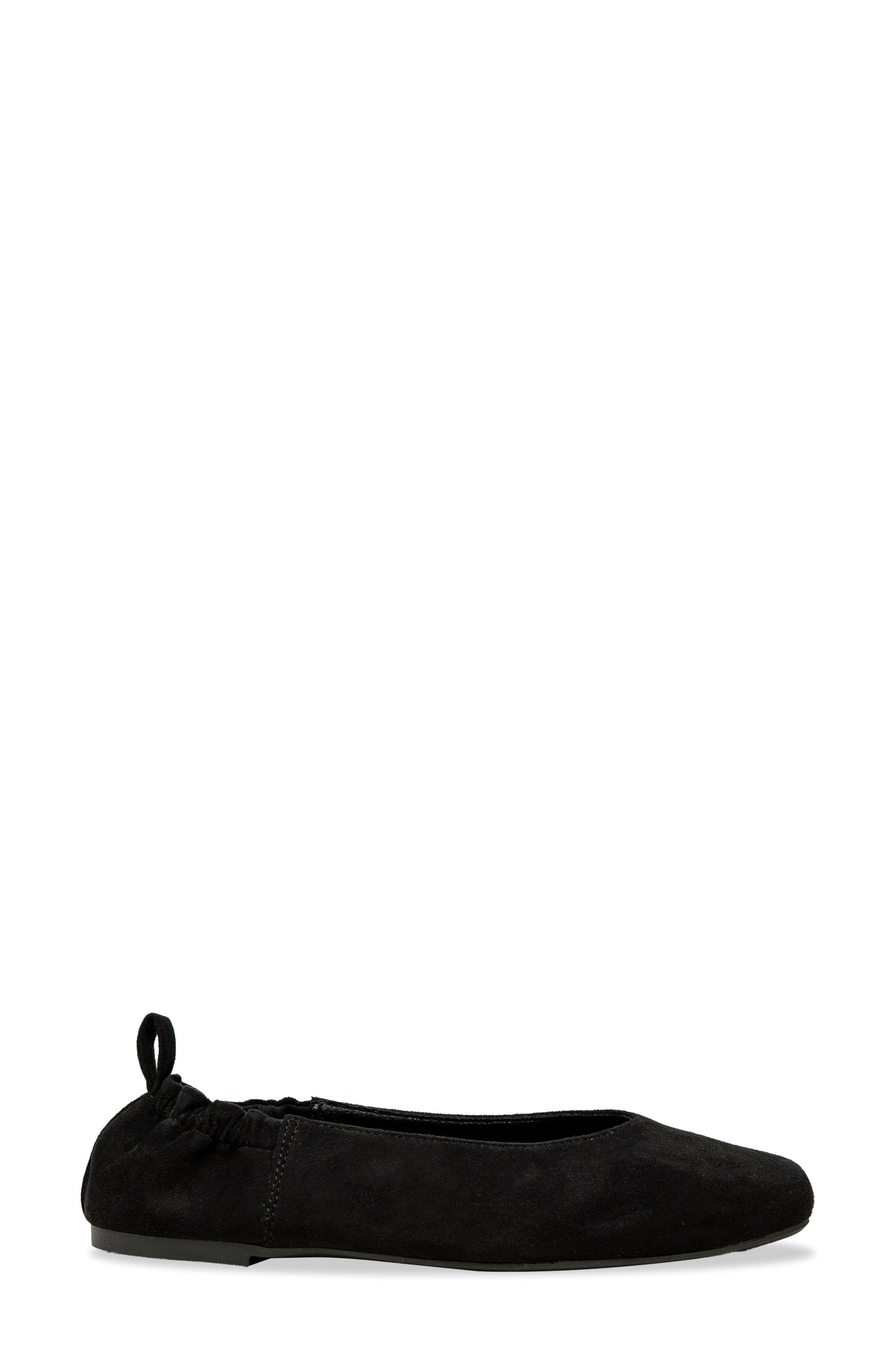 Namari Square Toe Leather Flat, Alternate, color, BLACK SUEDE