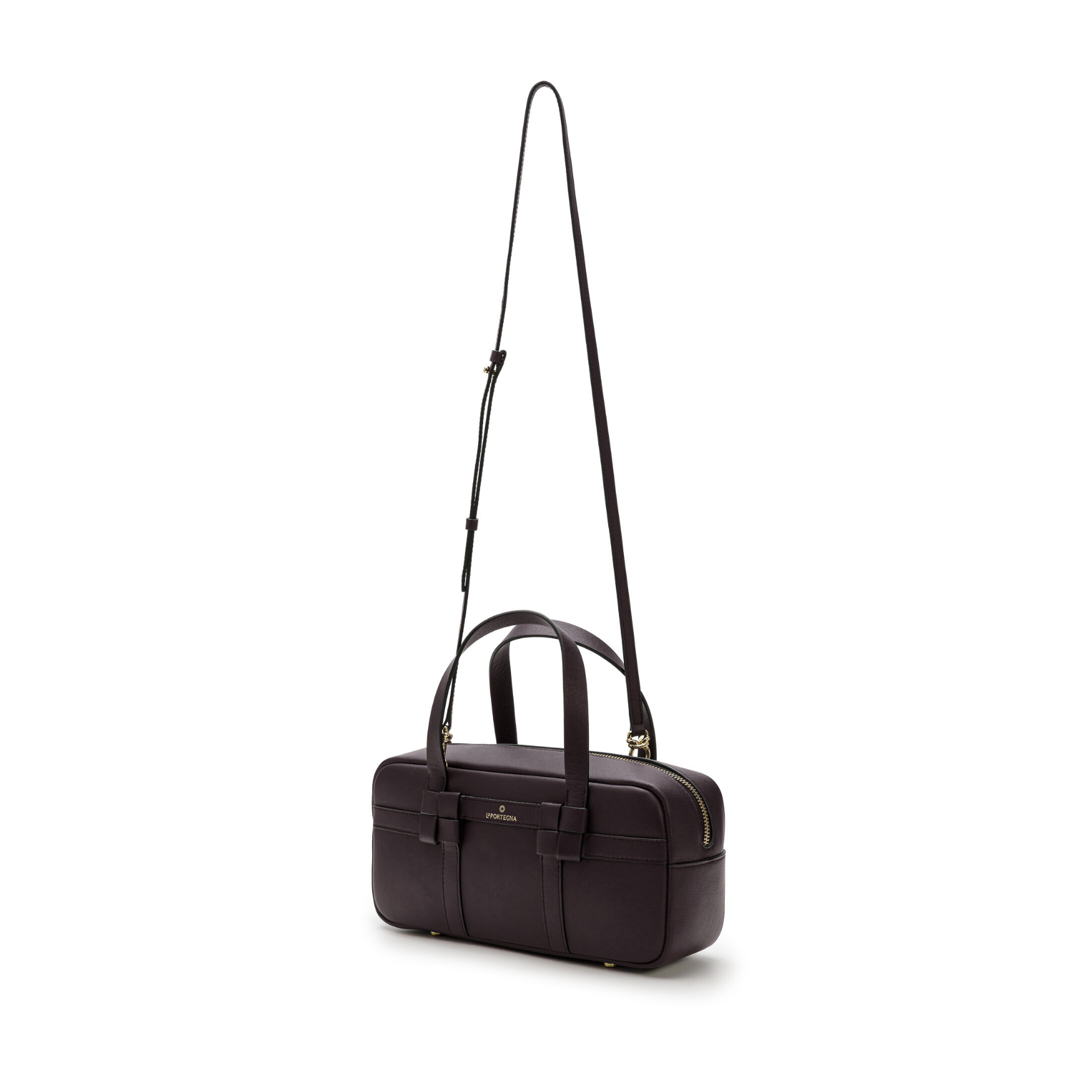 LA PORTEGNA Bibi Leather Bag With Shoulder Strap And Iconic Knots, Alternate, color, Black
