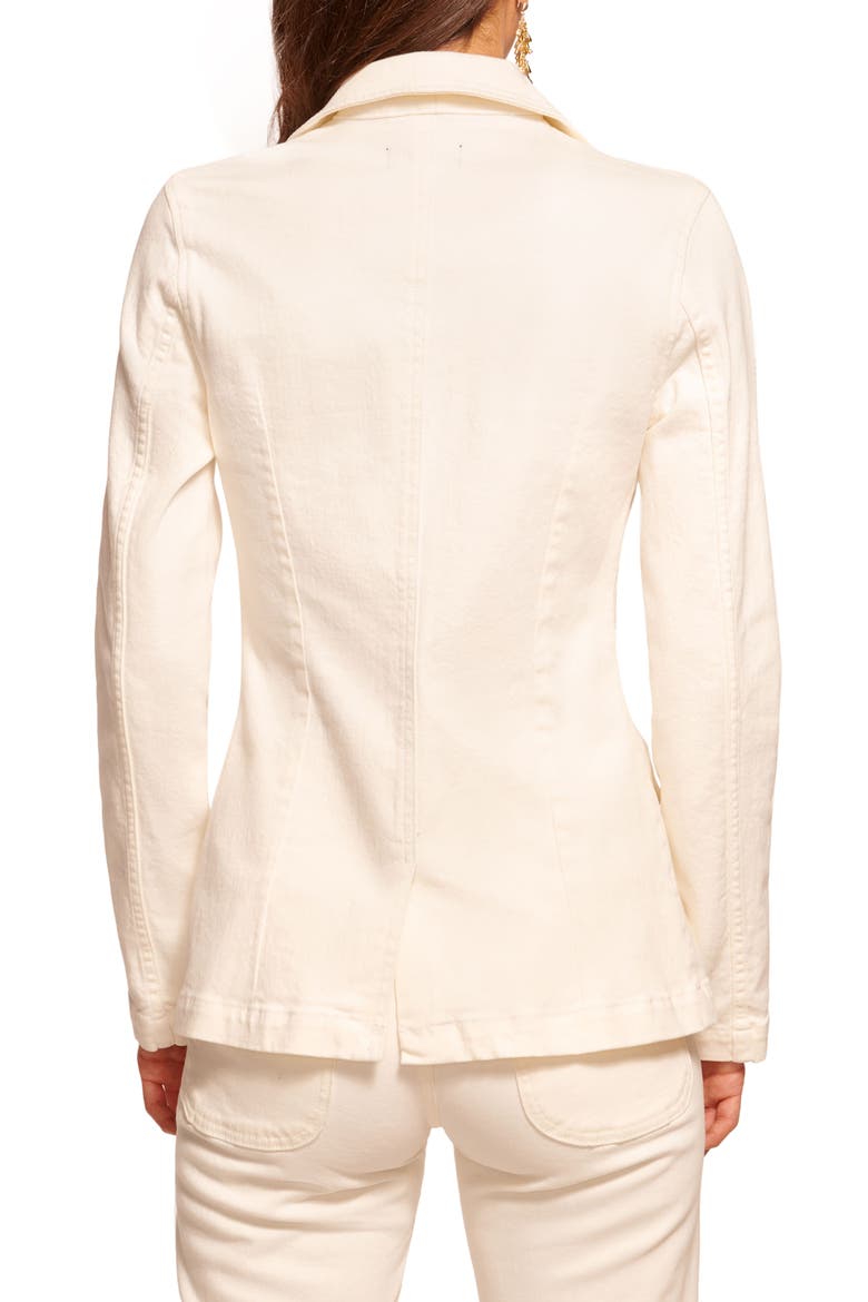 Lia Notch Lapel Cotton Blend Blazer, Alternate, color, WHITE