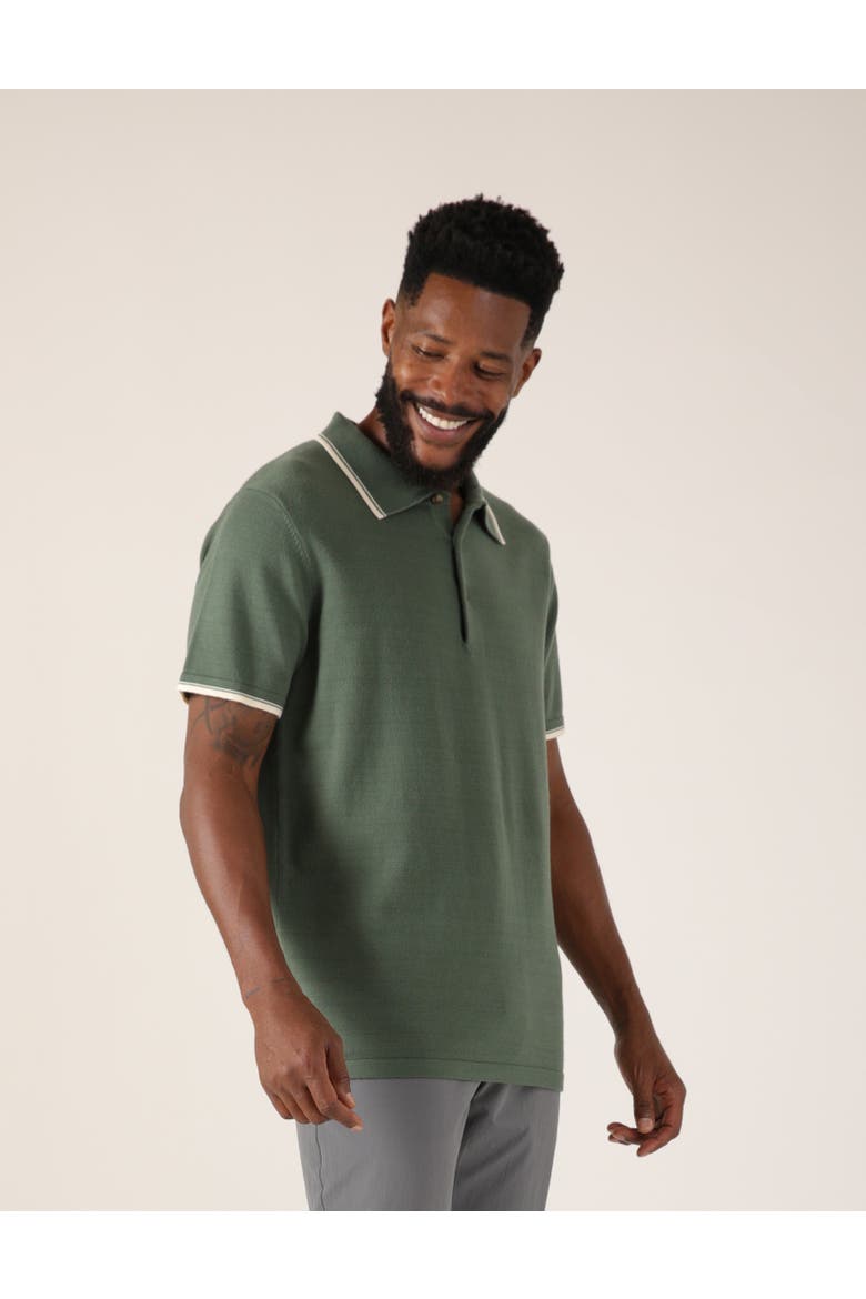Elite Sweater Polo, Alternate, color, Smoky Basil/White