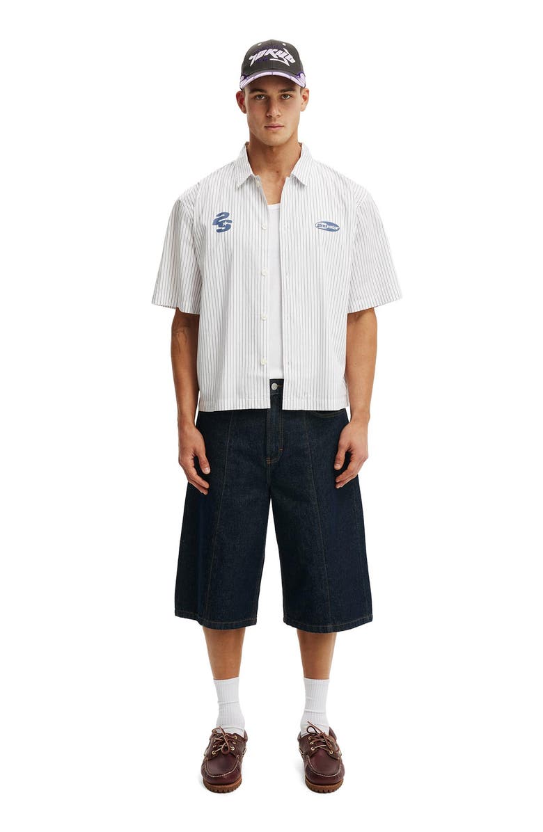 Cotton On Men's Alex Short Sleeve Shirt, Alternate, color, 2Ndstar White Stripe Print