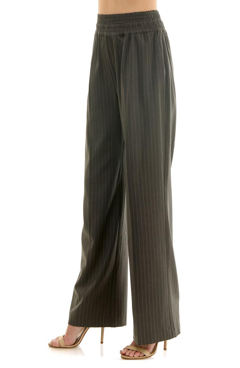Socialite Pinstripe Double Waist Pull-On Pants, Alternate, color, Charcoal Ivory
