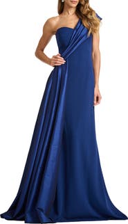 Tadashi Shoji One-Shoulder Crepe & Taffeta Ballgown