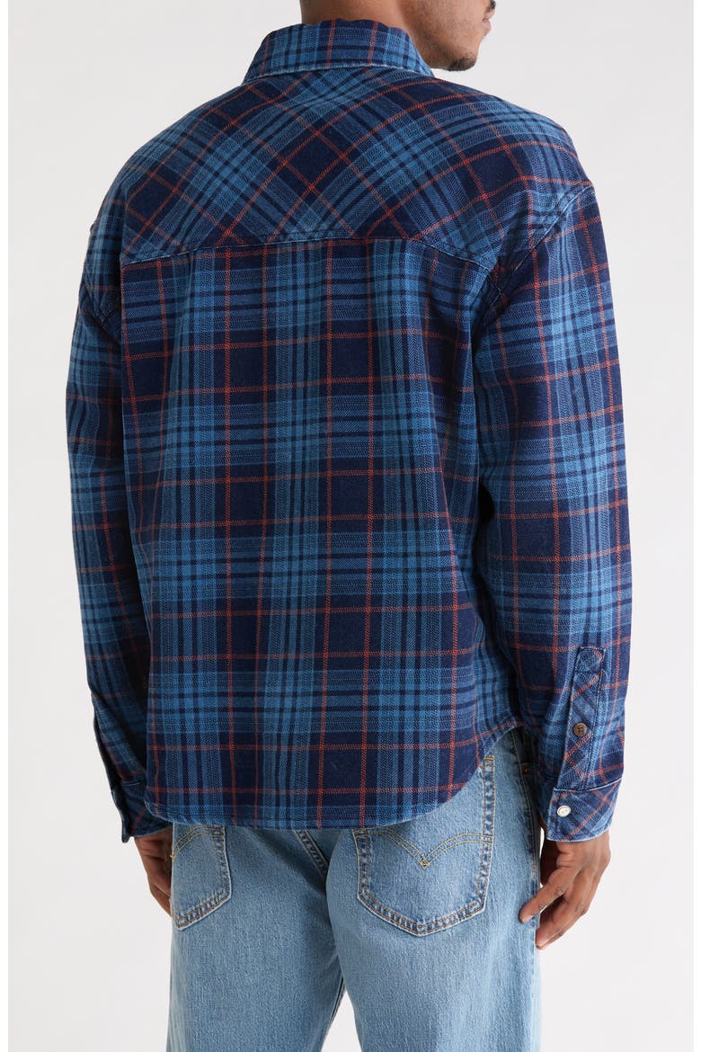 Loose Fit Check Washed Denim Shirt Jacket, Alternate, color, NAVY