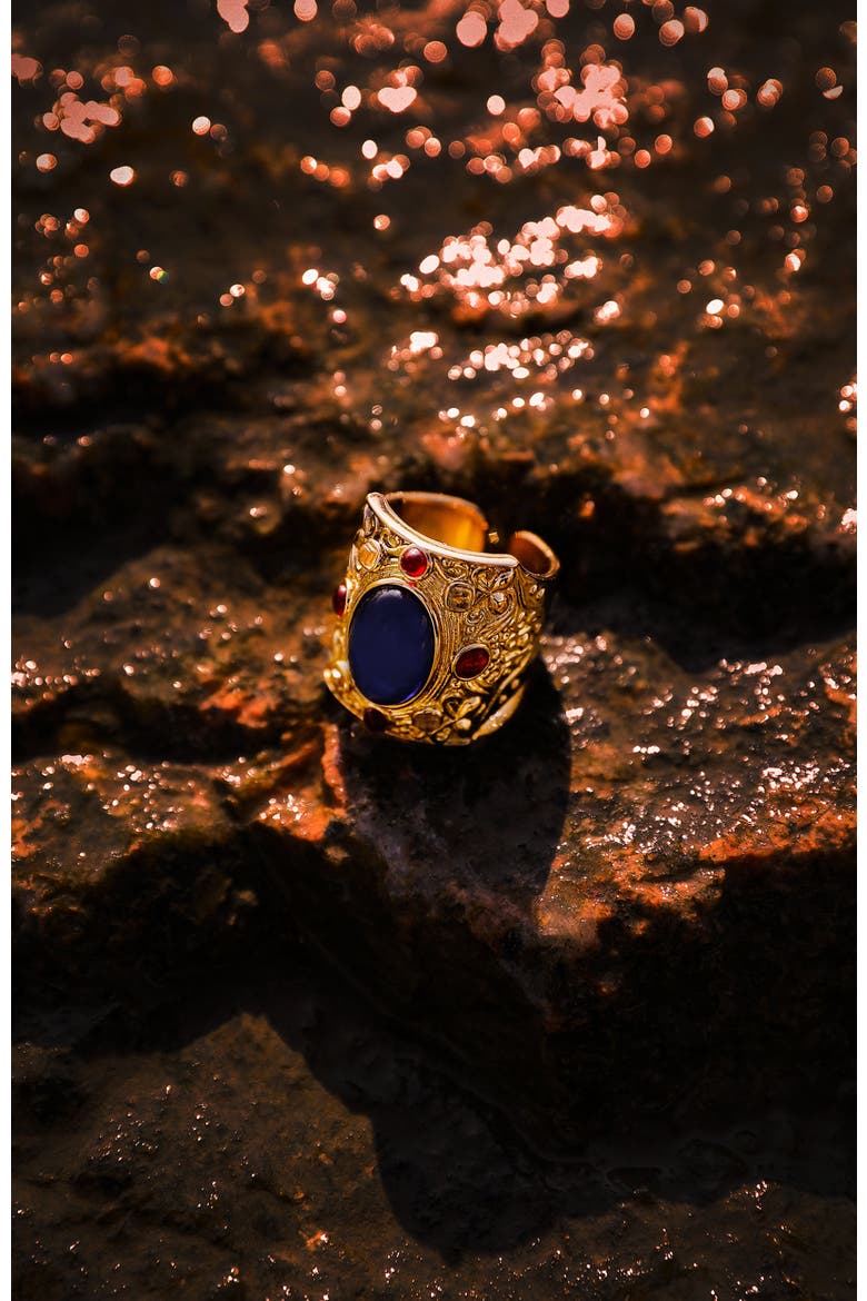 Byzantine King Ring, Alternate, color, Gold & Red & Blue & White