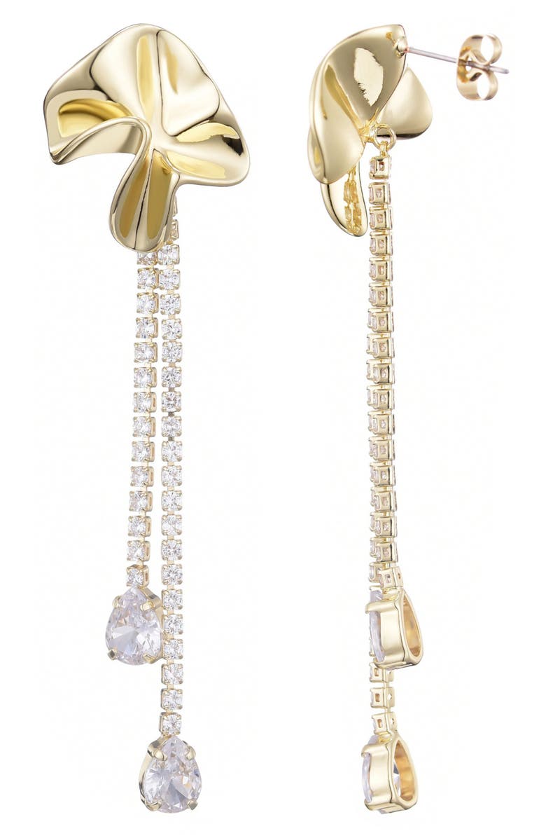 Adornia Flower Crystal Drop Earrings, Alternate, color, Gold