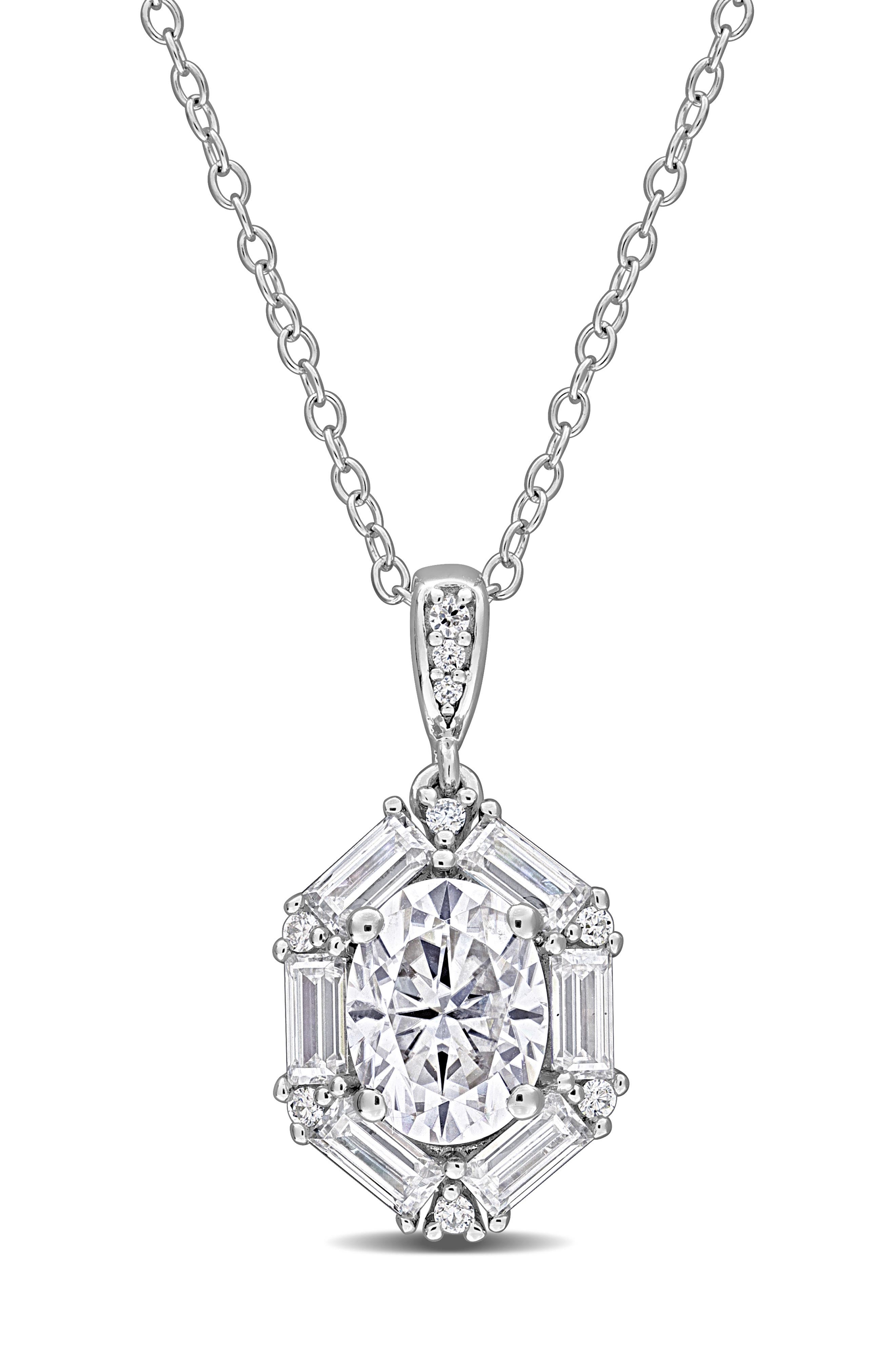 DELMAR Dew Lab-Created Moissanite Pendant Necklace