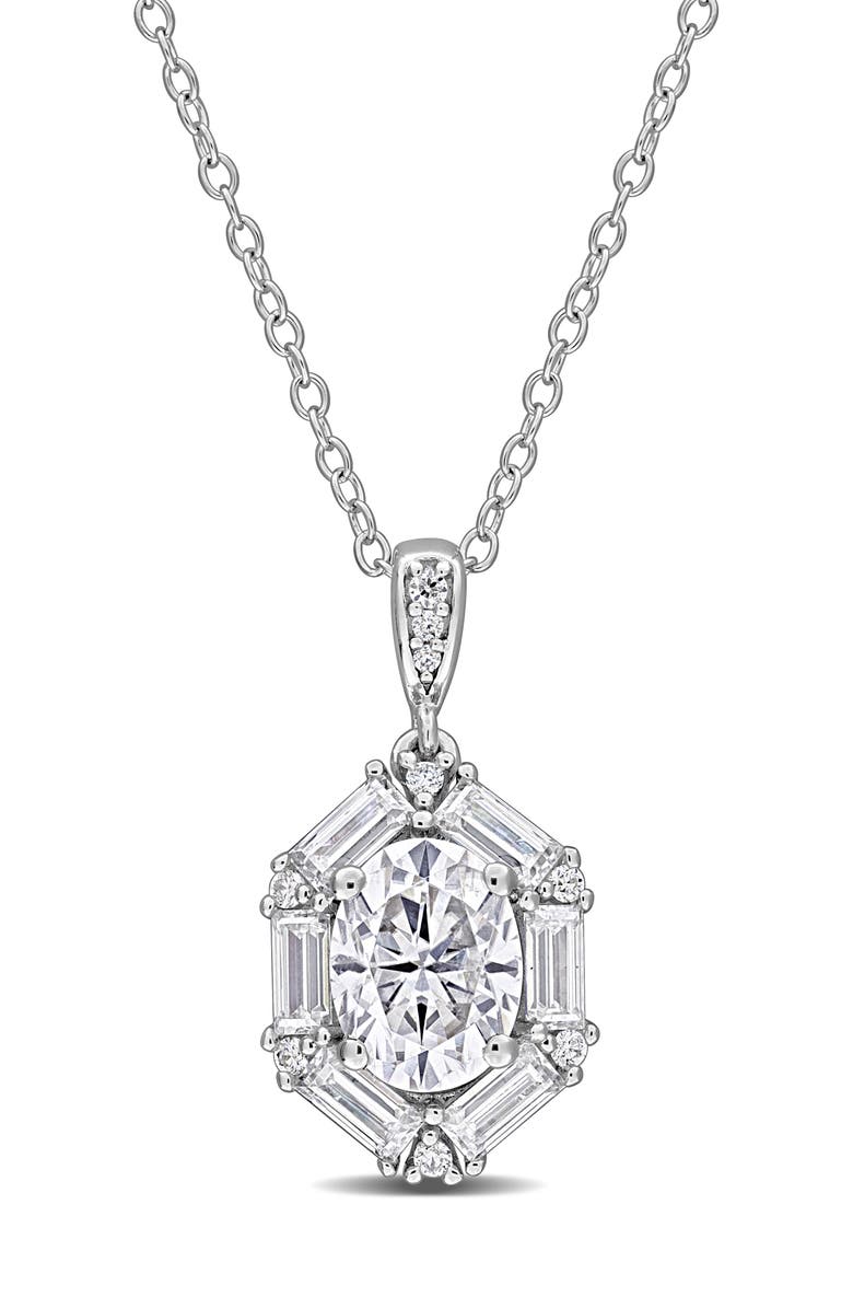 DELMAR Dew Lab-Created Moissanite Pendant Necklace, Main, color, 