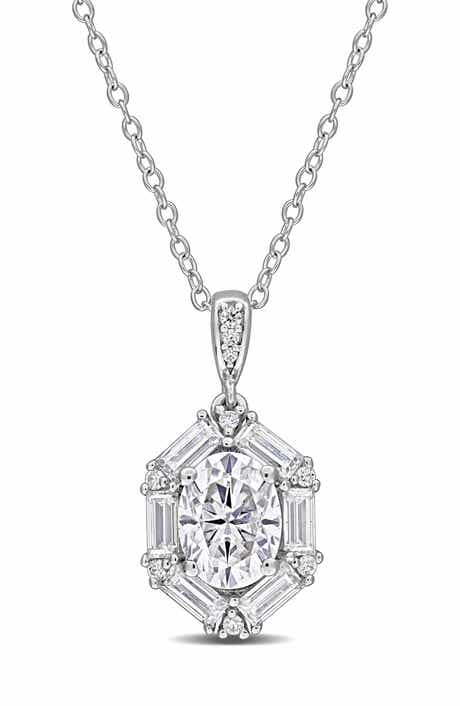 DELMAR Dew Lab-Created Moissanite Pendant Necklace