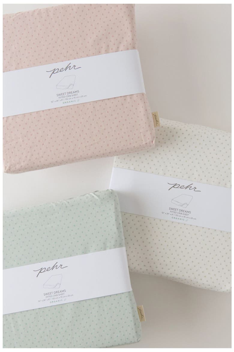 Pin Dot Organic Cotton Crib Sheet, Alternate, color, PIN DOT PEONY
