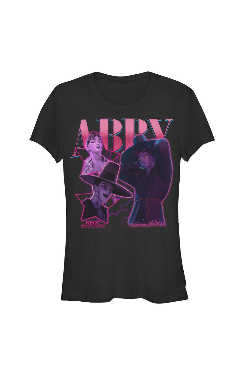 KPop Demon Hunters Junior's KPop Demon Hunters Abby Saja Collage Graphic T-Shirt, Main, color, Black