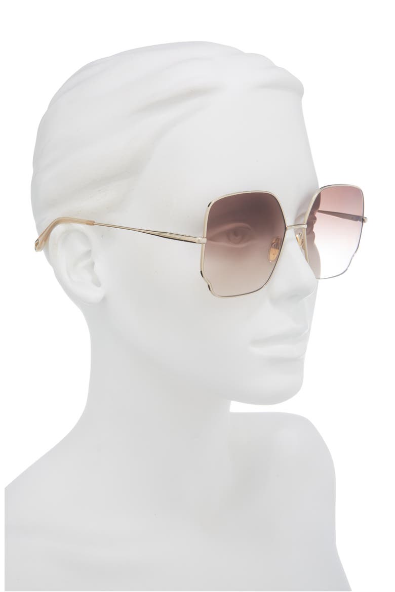 60mm Square Gradient Sunglasses, Alternate, color, GOLD GOLD BROWN