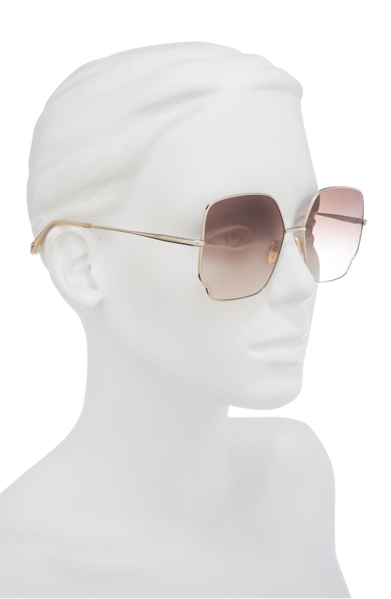 Chloé 60mm Square Gradient Sunglasses, Alternate, color, Gold Gold Brown