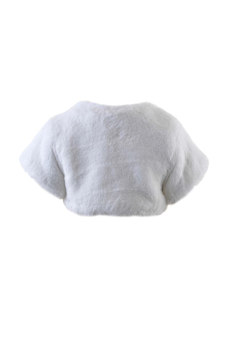Diamante Faux Fur Bolero, Alternate, color, White