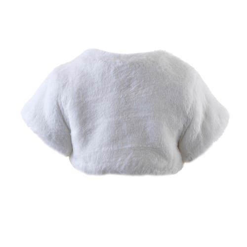 Rachel Riley Girl's Diamante Faux Fur Bolero In White