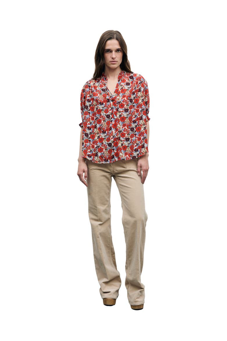 Liv Floral Printed Blouse, Alternate, color, Ecru