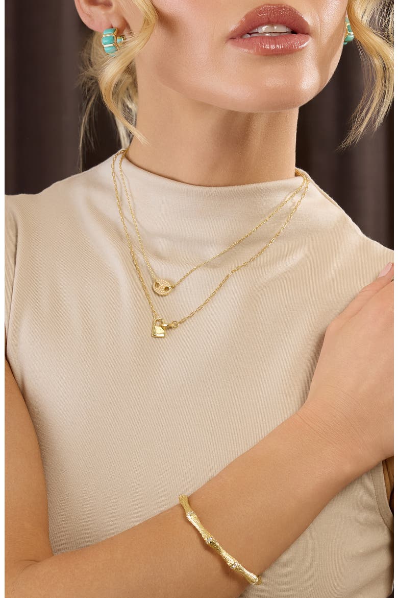 Modern Muse Heart Lock Link Necklace, Alternate, color, GOLD