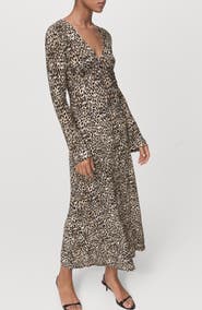 MANGO Print Long Sleeve Maxi Dress