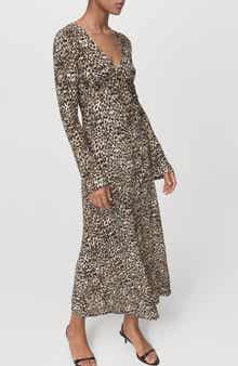 MANGO Print Long Sleeve Maxi Dress