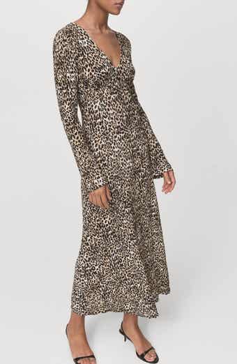 MANGO Print Long Sleeve Maxi Dress