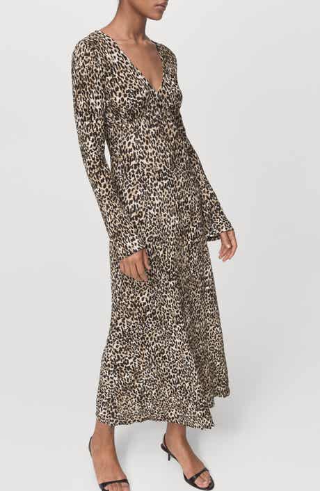 MANGO Print Long Sleeve Maxi Dress
