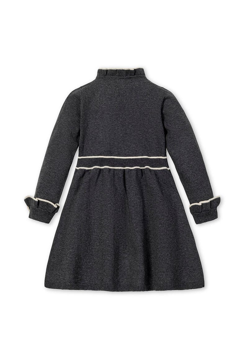 Kids' Organic Long Sleeve Ruffle Trim Sweater Dress, Alternate, color, Charcoal Heather