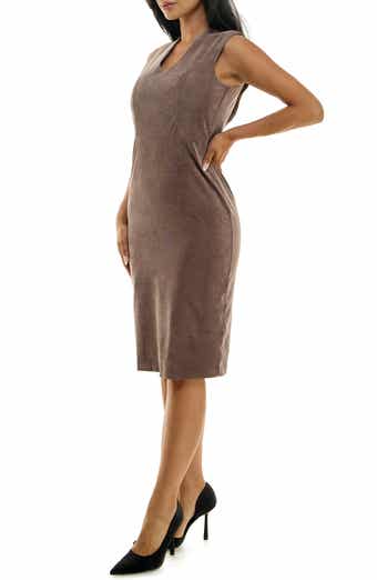 Nina Leonard Stretch Corduroy Midi Sheath Dress