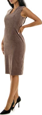 Nina Leonard Stretch Corduroy Midi Sheath Dress