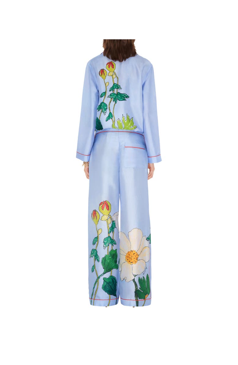 Burberry Highgrove Honeybee Silk Pyjama Trousers, Alternate, color, Blue