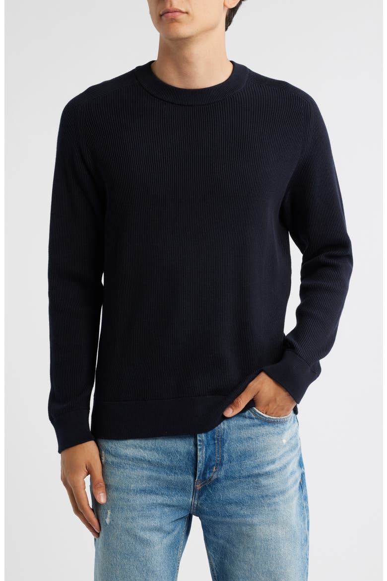 Kaley 6499 Cotton Crewneck Sweater, Main, color, NAVY BLUE