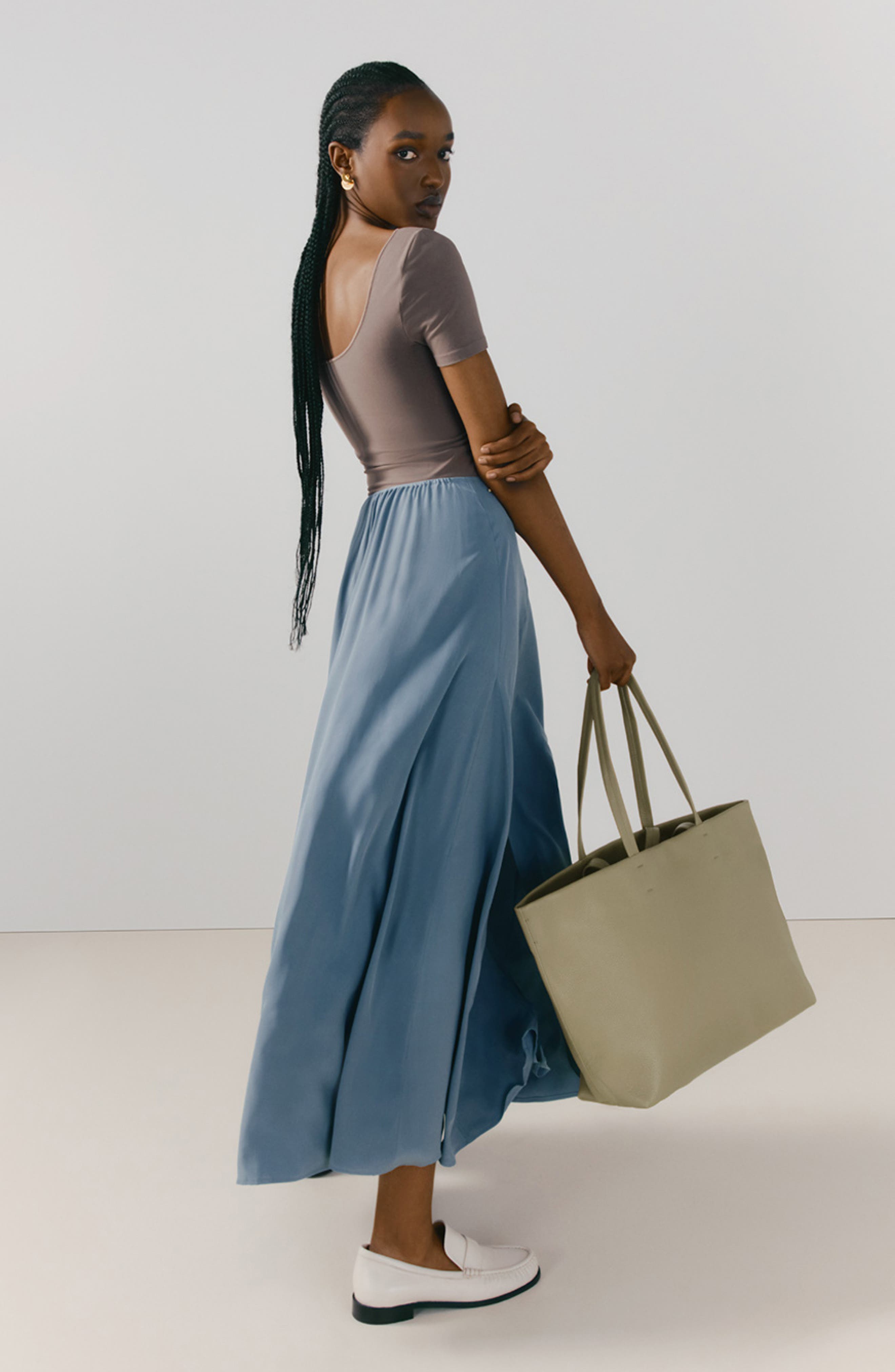 Cuyana Classic Easy Leather Tote, Alternate, color, Sage