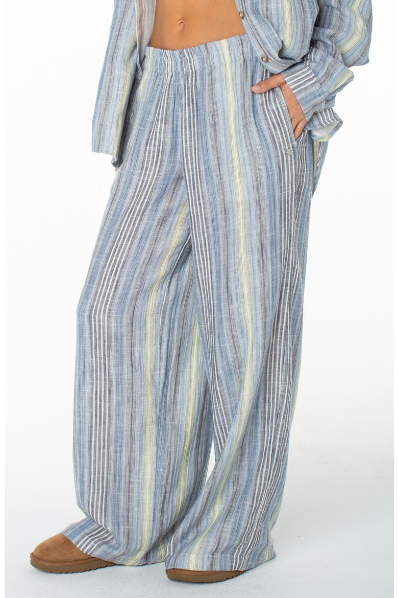 Offshore Stripe Wide Leg Cotton Pants, Alternate, color, MOOD INDIGO