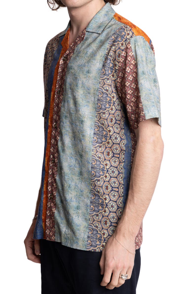 PAISLEY & GRAY Abstract Print Camp Shirt, Alternate, color, Pink Green Floral Multi